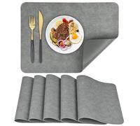 APLKER Tovaglietta in Pelle Set di 6, Tovagliette Lavabile Impermeabili Resistente al Calore per Cucina Domestica Ristoranti e Hotel 40 x 30 cm (Grigio Fumo)
