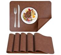 APLKER Tovaglietta in Pelle Set di 6 Tovagliette Lavabile Impermeabili Resistente al Calore per Cucina Domestica Ristoranti e Hotel 40 x 30 cm (marrone)