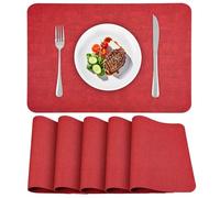 APLKER Tovagliette Americane lavabili,Set di 6 Tovaglietta Americana Bifacciale Antiscivolo Impermeabile Tovagliette Colazione Plastica Facile Pulire Tovagliette Americana (rosso retrò, Set di 6)