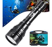 APLOS AP150 de 15000 lúmenes Linterna de buceo, sumergible a 150 m (492 pies), linterna de buceo con baterías recargables y cargador