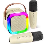 Aplsinvivi Mini macchina per karaoke per bambini e adulti, con 2 microfoni wireless, giocattoli per bambini, regali di compleanno per ragazze dai 6, 7, 8, 9, 10, 12 anni in su, per feste in famiglia
