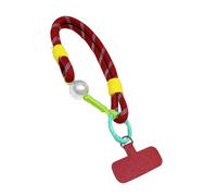 APLudoo 2 eleganti cinturini multicolore per telefono con ciondoli a perla, clip in metallo rinforzato, impugnatura antiscivolo per una maggiore sicurezza e trasporto di collane alla moda
