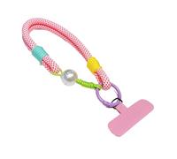 APLudoo 2 eleganti cinturini multicolore per telefono con ciondoli a perla, clip in metallo rinforzato, impugnatura antiscivolo per una maggiore sicurezza e trasporto di collane alla moda