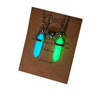 APLudoo 2Pcs Fluorescente Esagonale Cristallo Pendenti Collane di Pietra Naturale Collane Magnete Corrispondenza Collana Gioielli Ciondolo Es, Misura unica, come descritto, come descritto