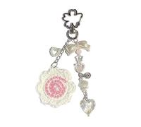 APLudoo Ciondolo a forma di lecca-lecca all'uncinetto, accessorio speciale, a forma di cuore, ornamento adatto per studenti e giovani donne, portachiavi fatti a mano