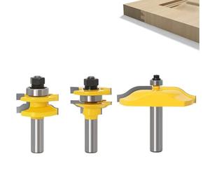 APLUS Set di 3 punte per fresa a scanalatura per lingua, gambo da 1,2 cm e guida Ogee e pannello rialzato Router Bit Set, fresa per legno per la lavorazione del legno