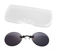 APLVFFZH 2x Occhiali Da Sole con Clip per Il Naso E Custodia, Senza Montatura, Unisex, Neri E Grigi, Come immagine, 3 pezzi