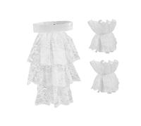 APLVFFZH 3 Pezzi Jabot in Pizzo Set Rouches Colletto Colonial Cuffie Pizzo Finto Accessori Steampunk Cosplay Funzione Elegante Adatto a Eventi Storici Party a, Bianco