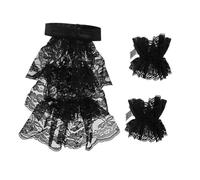 APLVFFZH 3 Pezzi Jabot in Pizzo Set Rouches Colletto Colonial Cuffie Pizzo Finto Accessori Steampunk Cosplay Funzione Elegante Adatto a Eventi Storici Party a, Nero