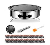 APLVFFZH Barbecue a Carbone Portatile e Pieghevole, Fornacella a Carbone per Campeggio e Picnic, Gria a Carbone per 3-5 Persone, Barbecue portatile con piastra e 60 carboncini