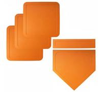 APLVFFZH Base per Baseball Tavola Casa con Segnalatori Quadrata Piastra Battitore Realizzati in Gomma Resistente Trasportabili Adatte per Giochi tra Amici, Arancione, Set 5 Pezzi