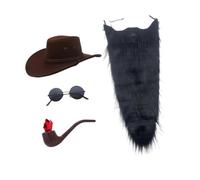 APLVFFZH Cappello da Cowboy e Barba con Baffi per esibizioni sul palco del Carnevale, Nero