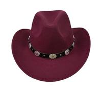 APLVFFZH Cappello da Cowboy Larga Copricapo per Adulti Cappello da Gentiluomo Leggero con Protezione Solare Adatto a Feste in Spiaggia E Uso Quotidiano, Vino Rosso