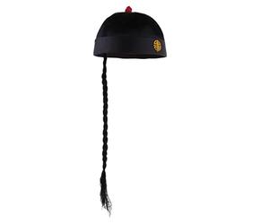 APLVFFZH Cappello Orientale, Berretto Cinese con Coda di Cavallo, Berretto di Seta per Costume, Accessorio per Travestimenti, Comodo E Facile da Indossare, ADA, Uomini