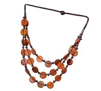 APLVFFZH Collana di Perline di Cocco, Collana Girocollo da Donna, Collana a Catena, Gioielli per Feste con Conchiglie Puka, Realizzata a Mano con Perline, Arancia Tondo 75cm