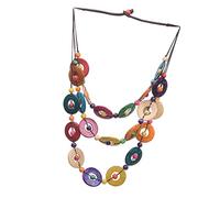 APLVFFZH Collana di Perline di Cocco, Collana Girocollo da Donna, Collana a Catena, Gioielli per Feste con Conchiglie Puka, Realizzata a Mano con Perline, colorato Cerchio 75cm