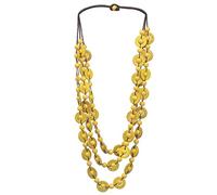 APLVFFZH Collana di Perline di Cocco, Collana Girocollo da Donna, Collana a Catena, Gioielli per Feste con Conchiglie Puka, Realizzata a Mano con Perline, Giallo Palle 75cm