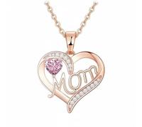 APLVFFZH Collana Mamma Cuore Collana Cuore Collana Mamma Ciondolo Cuore con Rame Lucido E Zirconi Scintillanti Simbolo di Legame Indissolubile Adatta per Uso, Oro Ros Rosa