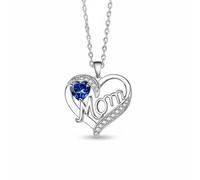 APLVFFZH Collana Mamma Cuore Collana Cuore Collana Mamma Ciondolo Cuore con Rame Lucido E Zirconi Scintillanti Simbolo di Legame Indissolubile Adatta per Uso, OroBianco+BluScuro