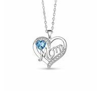 APLVFFZH Collana Mamma Cuore Collana Cuore Collana Mamma Ciondolo Cuore con Rame Lucido E Zirconi Scintillanti Simbolo di Legame Indissolubile Adatta per Uso, Oro Bianco+Azzurro