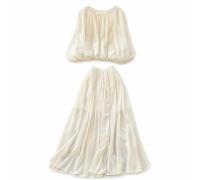 APLVFFZH Completo Gonna Midi Cardigan Donna, Set Coordinato 2 Pezzi per l'Autunno, Albicocca, Bianco sporco, S