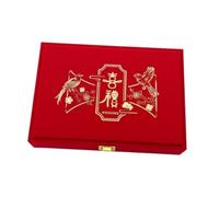 APLVFFZH Contenitore per Gioielli in Velluto, Contenitore per Gioielli da Matrimonio Cinese Tradizionale, Contenitore per Orecchini, Anelli, Braccialetti, Coll, Felicità