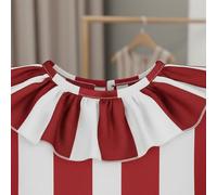 APLVFFZH Costume Clown Abito Completo Vestito Pagliaccio Completo Due Pezzi Righe Vintage Rouches Maniche E Poliestere con Elastico Adatto per Halloween Feste a Tema Spettacoli Compleanni, XXL