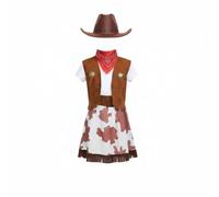 APLVFFZH Costume Cowboy Bambini Set Include Sciarpa Decorativa Gonna Frangiata Gilet Classici Cappello Leggero E Pratico Adatto per Mascherate Spettacoli Feste per Bambini, S, Cowgirl