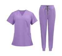 APLVFFZH Divise Infermieristiche, Set Da Lavoro, Tute Da Lavoro per Infermieri, Pantaloni E Top per Infermieri, Abbigliamento Da Lavoro Comodo per Assistenza S, Viola, XXL