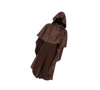 APLVFFZH Mantello Medievale con Cappuccio per Halloween, Costume da Raduno Pasquale, Marrone