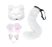 APLVFFZH Orecchie Fascia per Foto Accessori per Feste di Cosplay Travestimenti di Carnevale Accessori per Costumi da Cosplay di Animali Coda Zampa Guanti Legge, Bianco