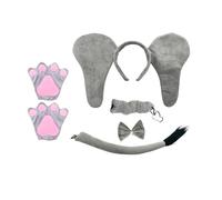 APLVFFZH Set di Costumi da per Bambini, Fascia per Capelli con Orecchie di Animale, Fascia per Naso, Coda, Papillon, Tessuto Confortevole, Fascia per, 5 Pezzi