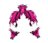 APLVFFZH Set di Polsini E Scialle Da Strega con Piume, Mantello E Scialle Gotico. Accessorio con Morbidi E Lucenti Piume per Un Tocco Drammatico, Adatto Al, Rosa Rossa