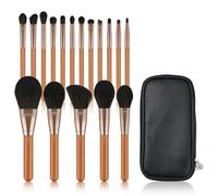 APLVFFZH Set Pennelli Trucco 17 Pezzi Manico, Struttura compatta, Pennelli Trucco Base, Sfumature, Per Giovani Artiste, Set di 17 pennelli per trucco rosso acero con borsa con cerniera in PU nera
