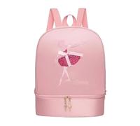 APLVFFZH Zaino Bambina Balletto Dance Pack Multiuso Tessuto Oxford Resistente Tasca Scarpe Danza Inferiore Decorazione Ballerina Adatto a Scuola Balletto Ginnastica, Rosa, Ballerina Ricamata