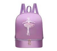 APLVFFZH Zaino Bambina Balletto Dance Pack Multiuso Tessuto Oxford Resistente Tasca Scarpe Danza Inferiore Decorazione Ballerina Adatto a Scuola Balletto Ginnastica, Viola, Standard