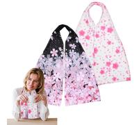 APLZGMG 2 bavaglini eleganti per adulti da donna, bavaglini a scatto per donne che mangiano cene, protezioni per abbigliamento in cotone per anziani, donne e uomini (bianco e nero con rosa Sakura)
