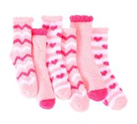 APLZGMG 3 paia di calzini morbidi da donna, a metà polpaccio, in pile di corallo, caldi, in peluche, 3 stili, soffici, calzini da letto per donne e uomini, per dormire in inverno caldi (rosa, amore e