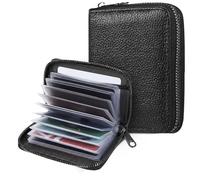 APLZGMG Porta carte di credito per donne e uomini, in finta pelle PU, portafoglio per carte di debito, blocco RFID, custodia per documenti d'identità, portafoglio con cerniera, può contenere fino a 20