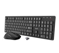 APM 100042 - Set tastiera mouse wireless Azerty e mouse ottico, tecnologia wireless 2,4 GHz, funzionamento ultra veloce, scorciatoie, tastiera da ufficio, colore nero