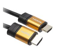 APM 590468 - Cavo HDMI 5 m 4 K Ethernet, cavo HDMI Lon, connettori maschio/maschio, accessori per TV e video, risoluzione eccezionale 4 x HD 1080p, visione video 3D, nero e oro