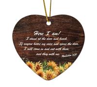 Apocalisse 3:20 Here I Am I Stand At The Door And Knock If Anyone Hears My Voice And Opens The Doo Heart Citazioni Ceramica Ornamento di Natale per Albero di Natale Decorazione Vacanza Ricordo Regali