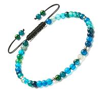 Apocalyptic-K Bracciale da donna con pietre naturali, argento Sterling 925, 4 mm, tormalina, ossidiana, cristallo, tessuto a mano, 17.5-23CM, Argento sterling Pietra, argento sterling 925.