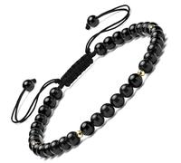 Apocalyptic-K Bracciale da donna con pietre naturali, argento Sterling 925, 4 mm, tormalina, ossidiana, cristallo, tessuto a mano, 17.5-23CM, Argento sterling Pietra, argento sterling 925.