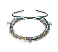 Apocalyptic-K Bracciale intrecciato in pietra naturale e argento sterling 925, placcato oro, 4-6 mm, bracciale da donna e argento sterling 925, regolabile, 17.5-23CM, Argento sterling Pietra, argento