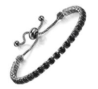 Apocalyptic-K Bracciale Zirconia per le donne, bracciale tennis scintilla Zirconia regolabile Bracciale signore regalo per i giorni di festa (4MM, Zircone nero-Oro nero)