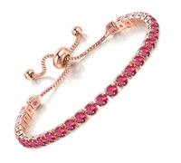 Apocalyptic-K Bracciale Zirconia per le donne, bracciale tennis scintilla Zirconia regolabile Bracciale signore regalo per i giorni di festa (4MM, Roseo Zirconia - Oro rosa)