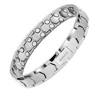 Apocalyptic-K ® Braccialetti magnetici da uomo, Bracciale magnetico in titanio, ultra resistenti, in puro titanio (leggerezza), eliminano l'elettricità statica (Bracciale in argento)