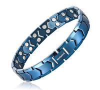 Apocalyptic-K ® Braccialetti magnetici da uomo, Bracciale magnetico in titanio, ultra resistenti, in puro titanio (leggerezza), eliminano l'elettricità statica (Bracciale magnetico blu)