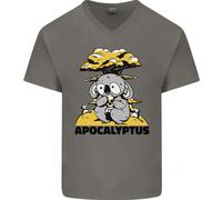 Apocalyptus Koala Climate Change Armageddon Uomo Scollo A V Cotone T-Shirt
